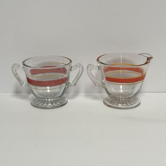 1940's KENT Glass Vacuum Coffee Cream & Sugar Red Frost Set Chicago - Picture 6 of 13